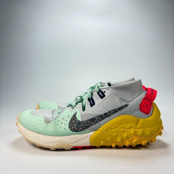 Nike Zoom Wildhorse 6 Light Gray Yellow Green Trail Running Shoes Women’s Size 8 - Picture 2 of 11